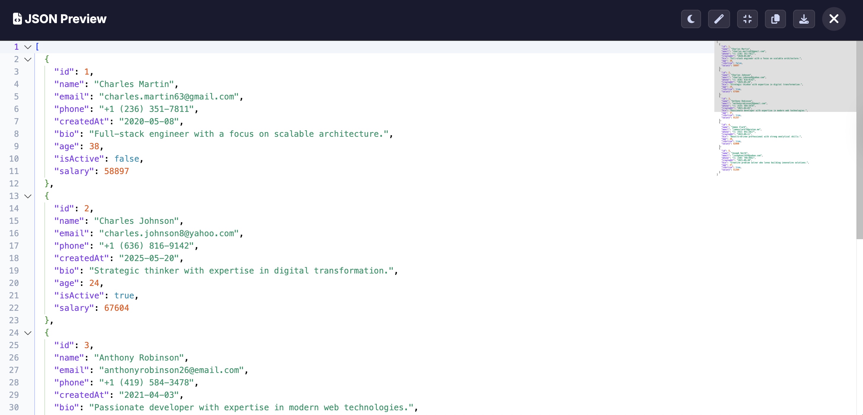 JSON Syntax Validation with Error Highlighting